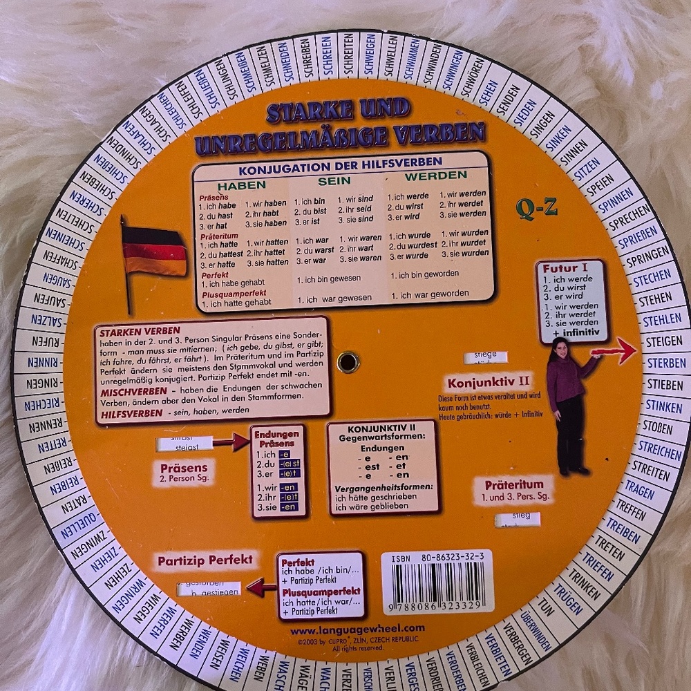 Learn german!  Verb wheel not a book